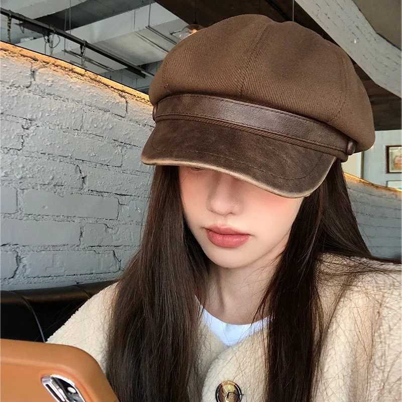 Beret 2025 autumn and winter new retro octagonal hat newsboy hat looks small on the face Y251025