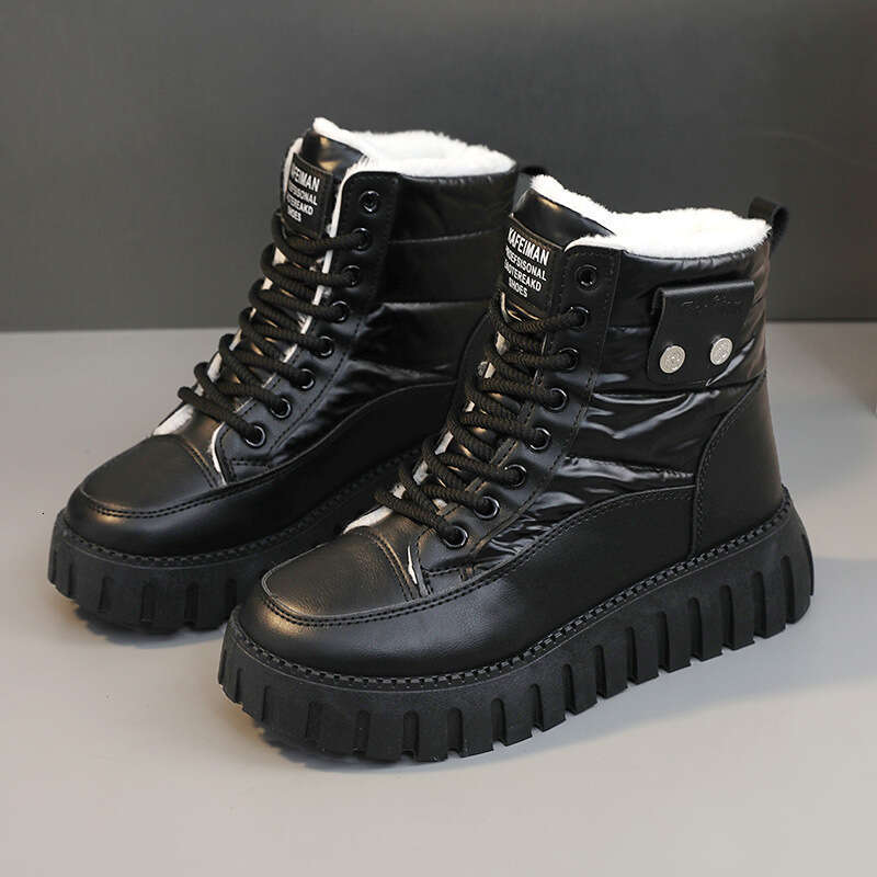 New Solid Color Women's Winter Mid-Top Fleece-Lined Warm Height-Increasing Thick-Soled Sports Casual Shoes New Designer Boots