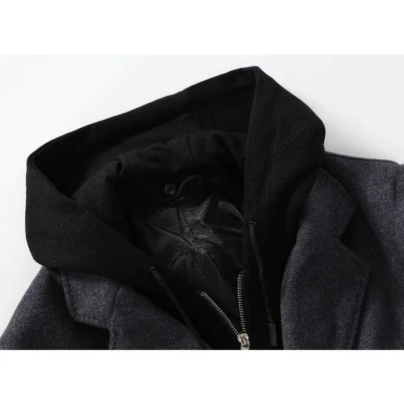 New Fashion Men Hooded Casual Woolen Blends Cashmere Long Trench Coats Male Winter Coats Business Casual Overcoats Size 4XLT251025