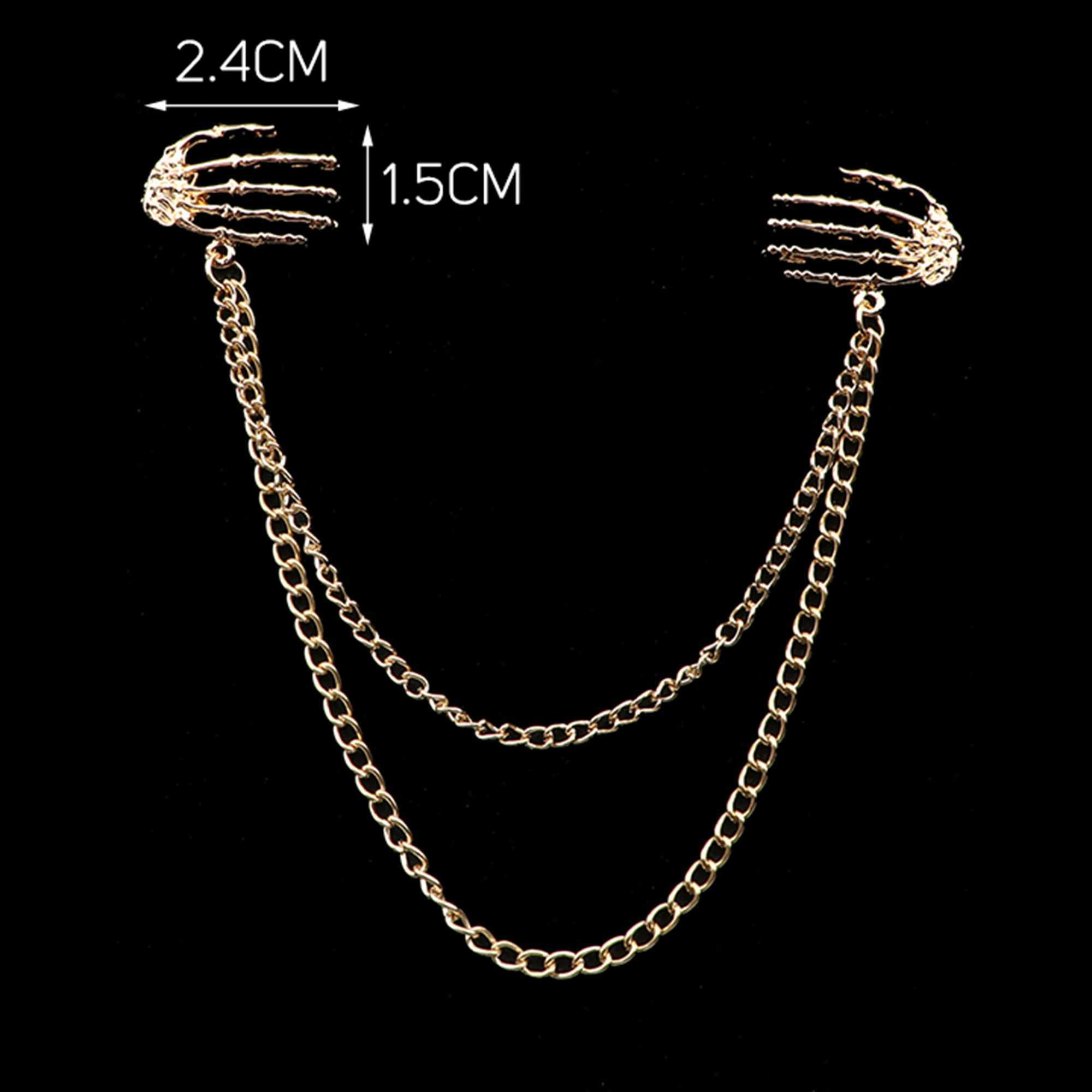 New Retro Men Suit Tassel Chain Lapel Pin Dragon Deer Crown Skull Hand Brooch Unisex Classic Vintage Punk Style Breastpin Gifts J251115