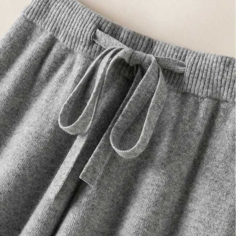 Thick Warm Knitted Casual Chic Basic Soft Elastic High Waist Womens Pants Korean Fashion Straight AnkleLength Pants For WomenT251025