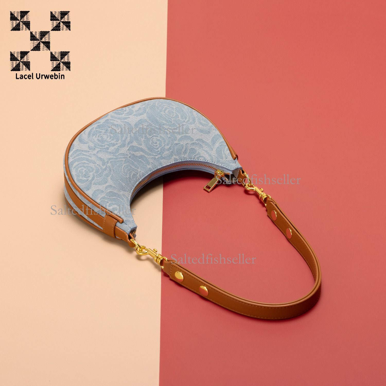 Lacel Urwebin Designer New Fashion Commuter Handbag, Casual Cowboy Bag Striped Crossbody Bag Versatile Trendy Splicing Zipper Shoulder Bag Small Squar