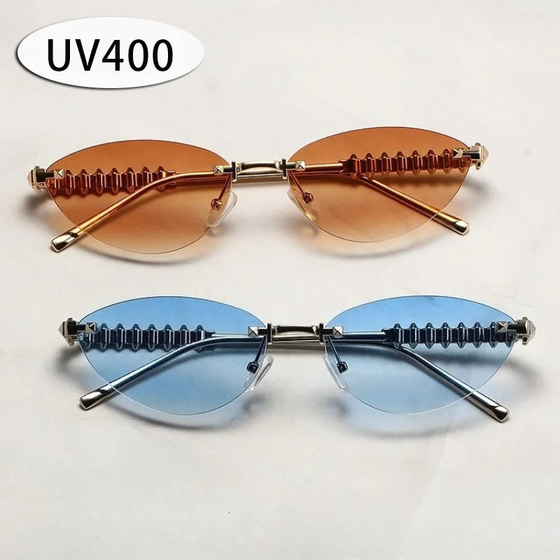 INS Fashion Cat Eye Sunglasses Men and Women Metal Rivet Leg Sun Glasses Outdoor Sports Eye Protection 251023