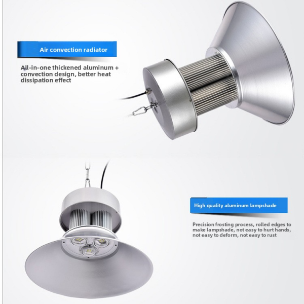 LED High Bay Light, Industrial Warehouse Lighting with High Brightness, Energy-Saving Hanging Light for Factory, Workshop, Gymnasium