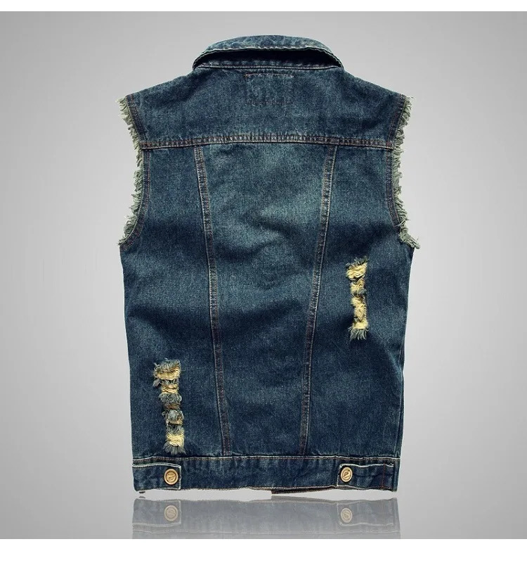Cowboy vest mens spring and autumn slim fit denim jacket casual sleeveless top with two chest pockets 251017