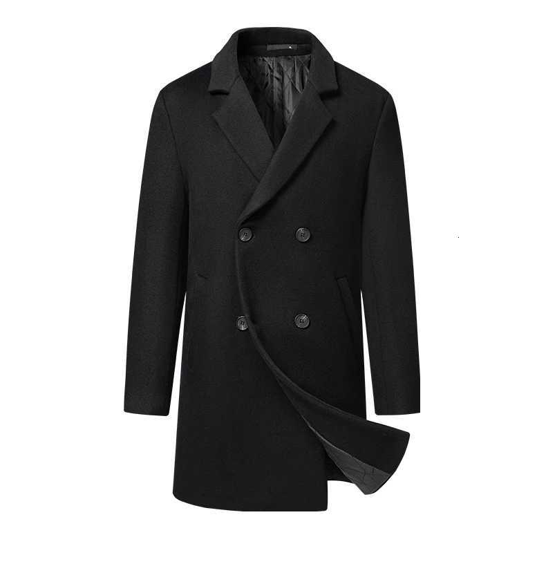 Highquality mens fashionable and stylish solidcolor casual autumn and winter coat with wool and cotton midlength coatT251025