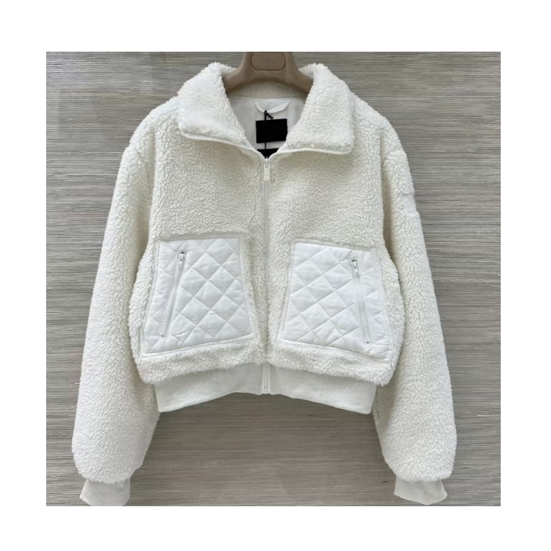 Outdoor designer women jacket top fashion thick stand collar white wool mens outerwear fashion multifunctional casual short loose winter warm woman cute coats