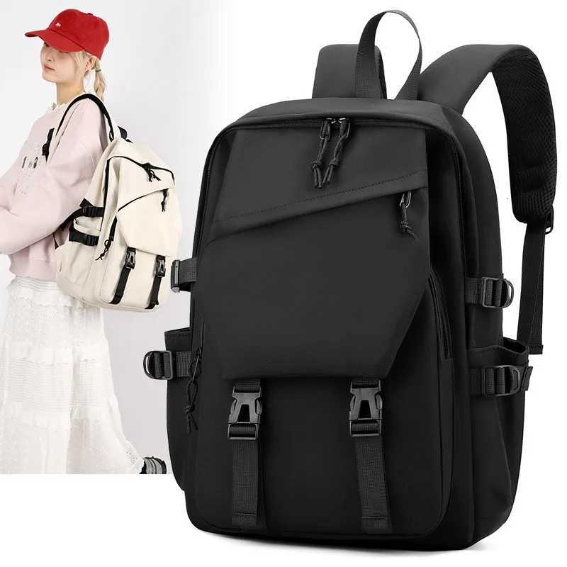 One 15 Inch Polyester Waterproof Solid Color Simple Mens Backpack Fashion Couple Student Computer Backpack W251025