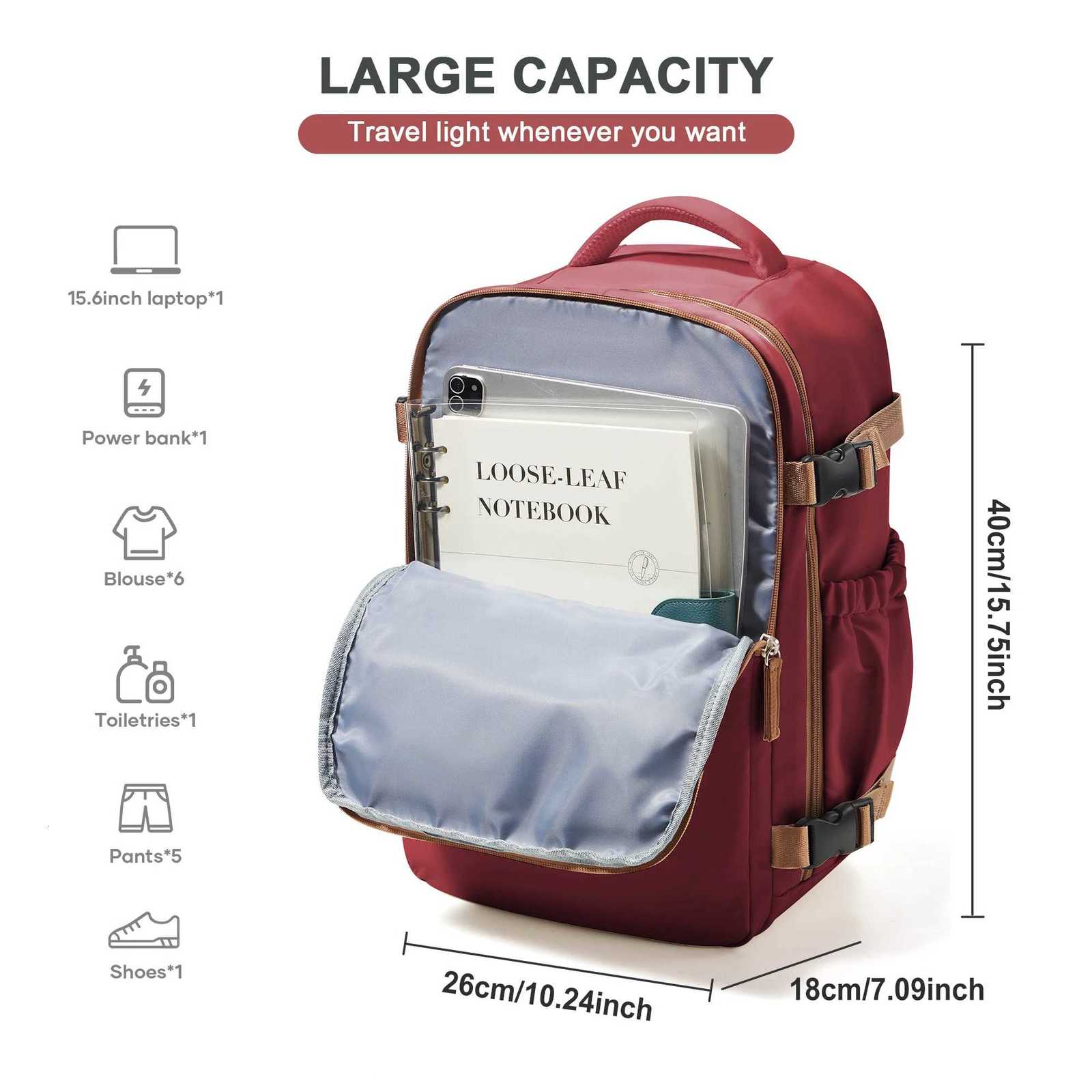Travel Backpack Cabin Bag 40x26x18 Wizzair CarryOns Aeroplane Men Women 156 inch Laptop Backpack Waterproof Casual Bussiness W251025