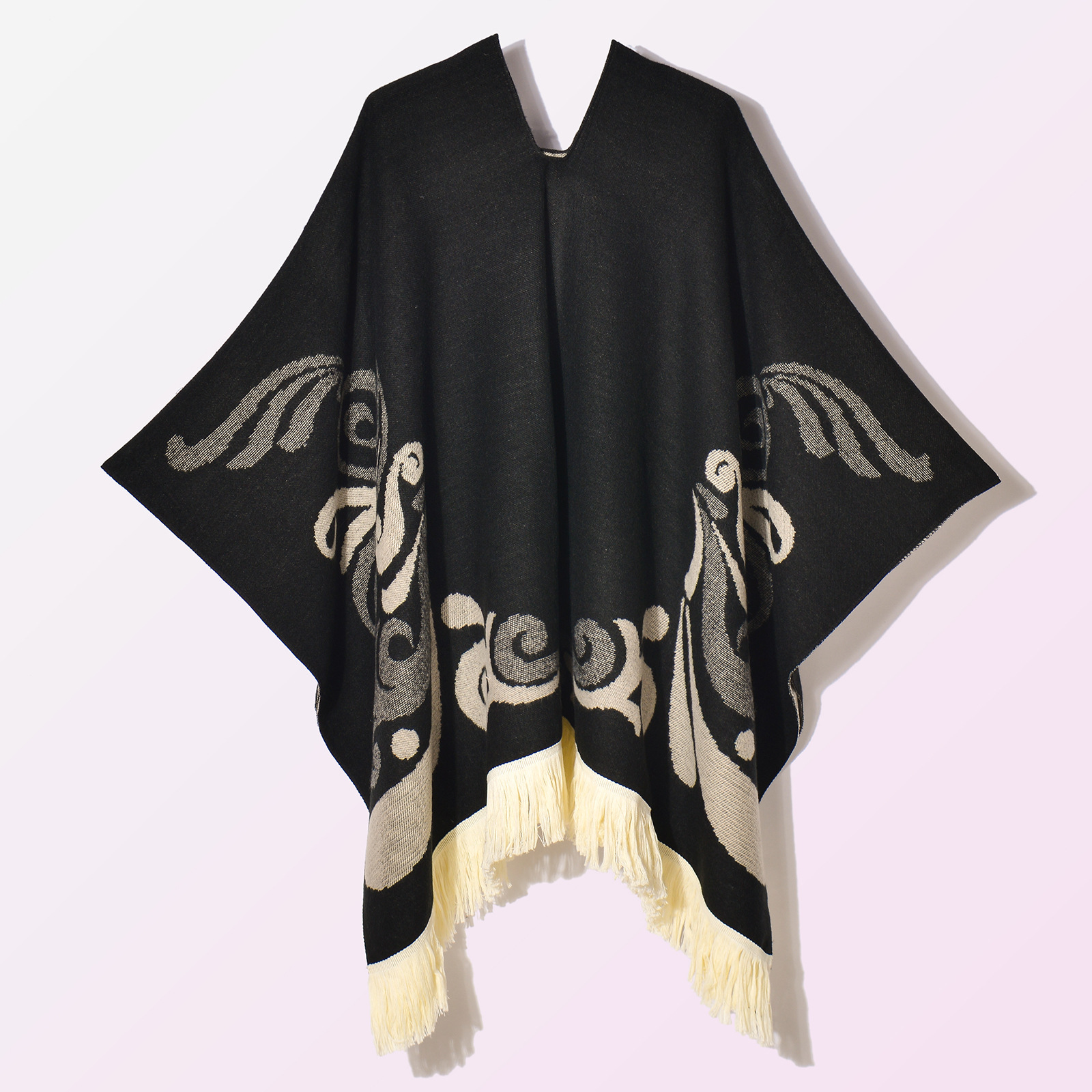 New Womens Pullover Tassel Patchwork Shawl Travel Photography National Style Outdoor Jacquard Decorative Warm Cape