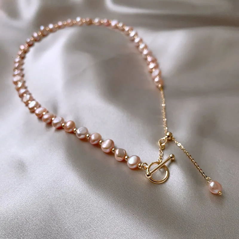 Arrival Natural Baroque Pink Freshwater Pearl 14K Gold Filled Female Chains Necklace Jewelry For Women Valentines Day Gifts 251016