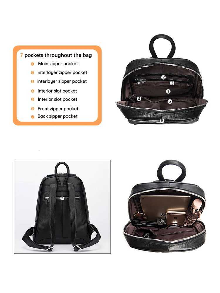 Zency Travel Backpacks Women 100 Genuine Leather Preppy Style For Girls Fashion Knapsack Large Capacity Many Pockets Rucksacks W251025