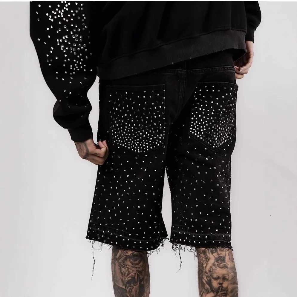 Y2k Retro Gothic Sweatpants Oversized Pattern Denim Shorts for Men Hip Hop Punk Low Waist Gym Shorts StreetwearXJ251025