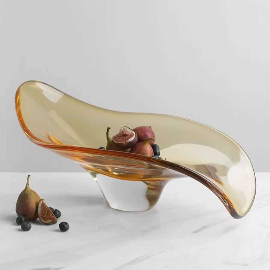 Geetric Bowl Fruit Platter Tray Desktop Storage Container Household Ornaments Transparent Tray He Decoration Y251025