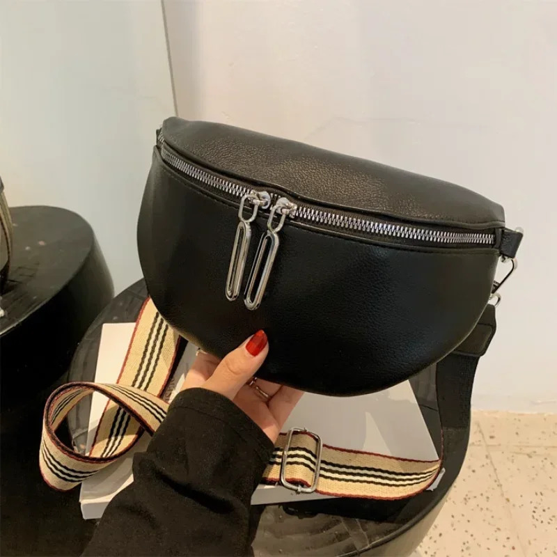 Elegant Solid Colour Soft PU Leather Fanny Packs For Women Stylish Waist Bag Female Waist Pack Ladies Charm Crossbody Chest Bag 251023