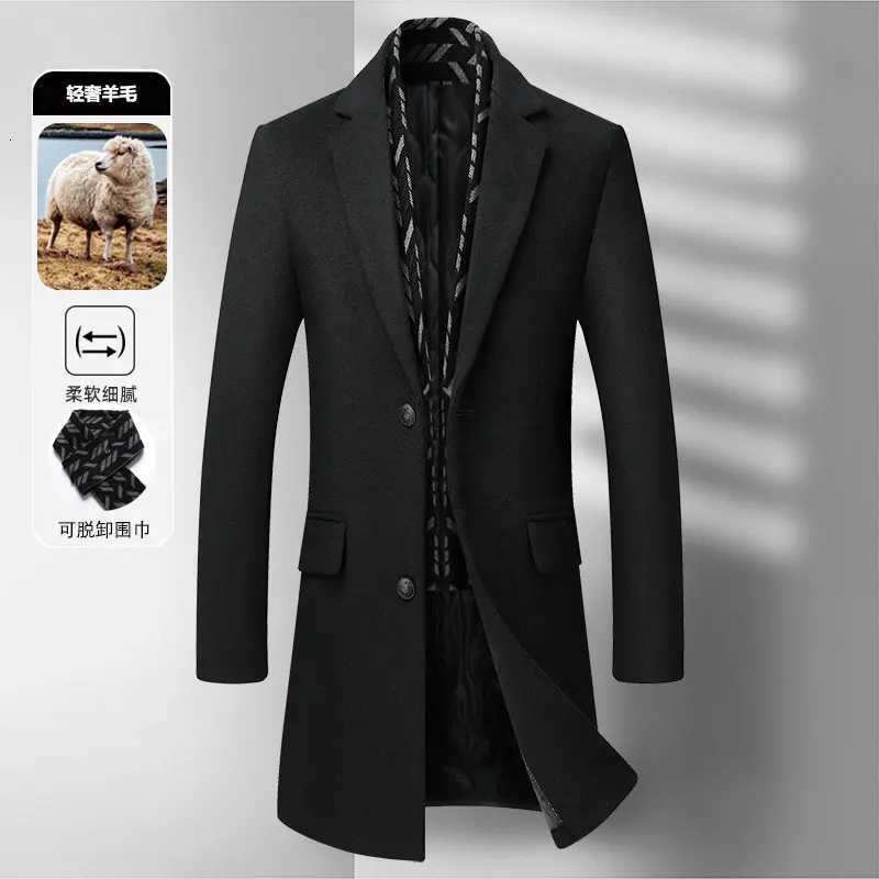 Highquality fashionable and stylish woolen midlength business suit scarf with wool detachable autumn and winter fashion coatT251025