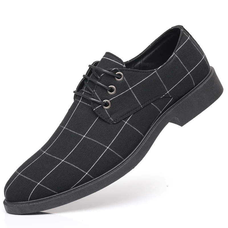 Mens Formal Shoes Canvas Shoes Pointed Wedding Shoes Lace Up Business Casual Shoes Mens Formal Shoes Business Casual Series 251023