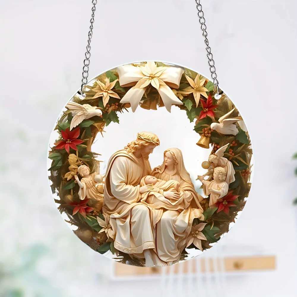 2D Saint Mary Pendant Christmas Gift Christmas Ornament Acrylic Car Pendant Prayer Pendant for Home Garden Decor Christmas Decor C251024