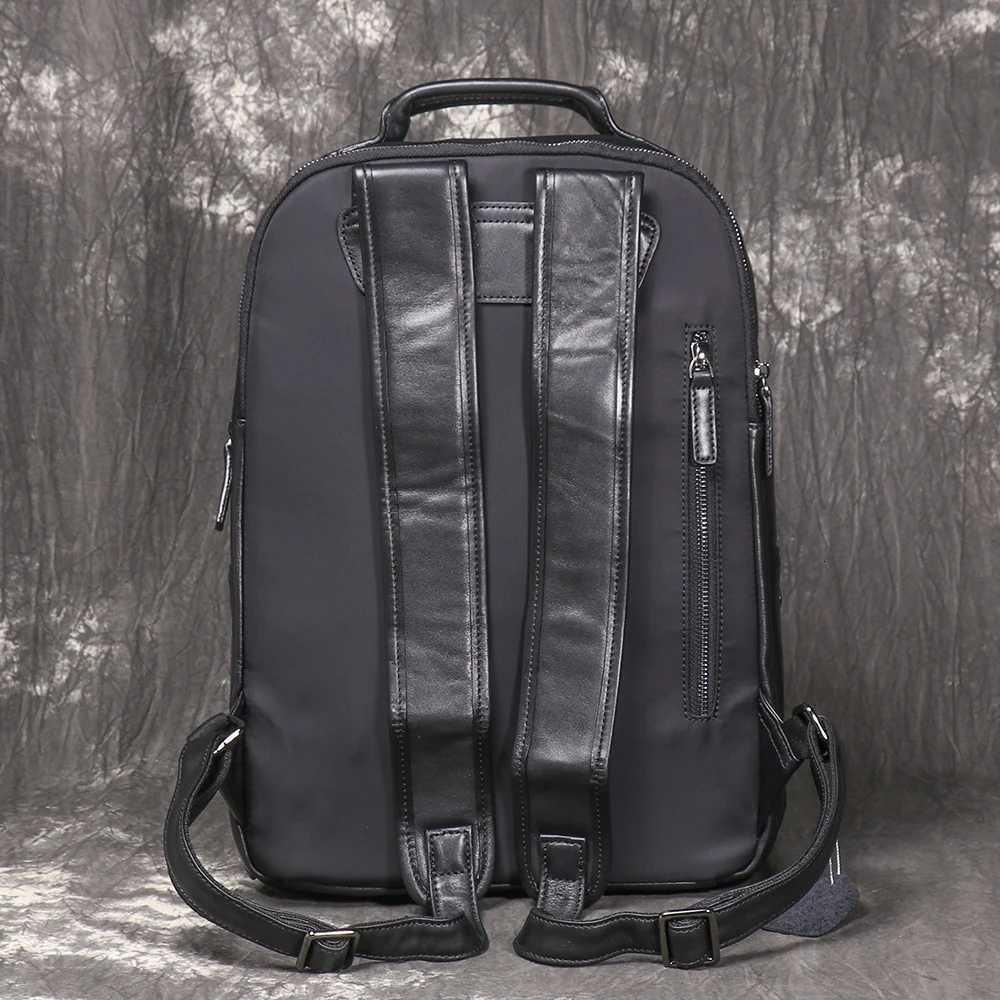 LUOKIR New Leather Mens School Bag with Layered Cowhide Handbag Large Capacity Computer Bag Womens Travel Backpack W251025