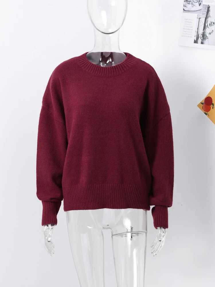 Fashion Solid Round Collar Sweater For Women 2024 Autumn Winter Classical Knitted Pullover Long Sleeve Lady Simple Basic JumperT251025