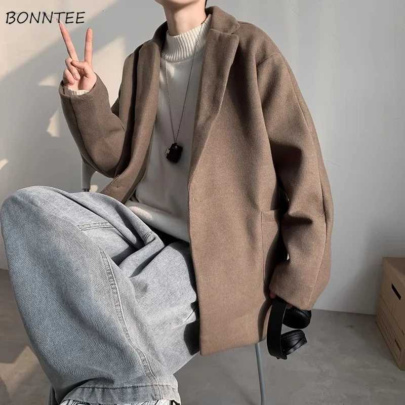Blends for Men Harajuku Winter Thicker Students Korean Style Couples Outwear Allmatch High Street Coats Baggy CasualT251025