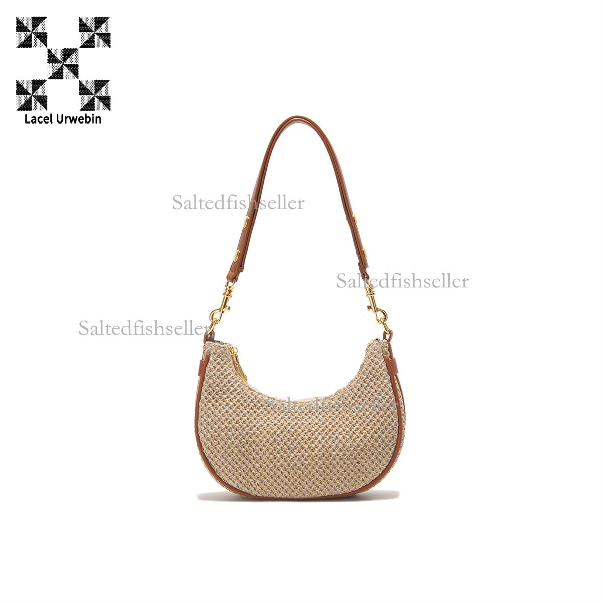 Lacel Urwebin Summer New Straw Woven Moon Bag 2023 Korean Version Versatile Shoulder Underarm Bag for Women Niche Crossbody Bag Free shipping