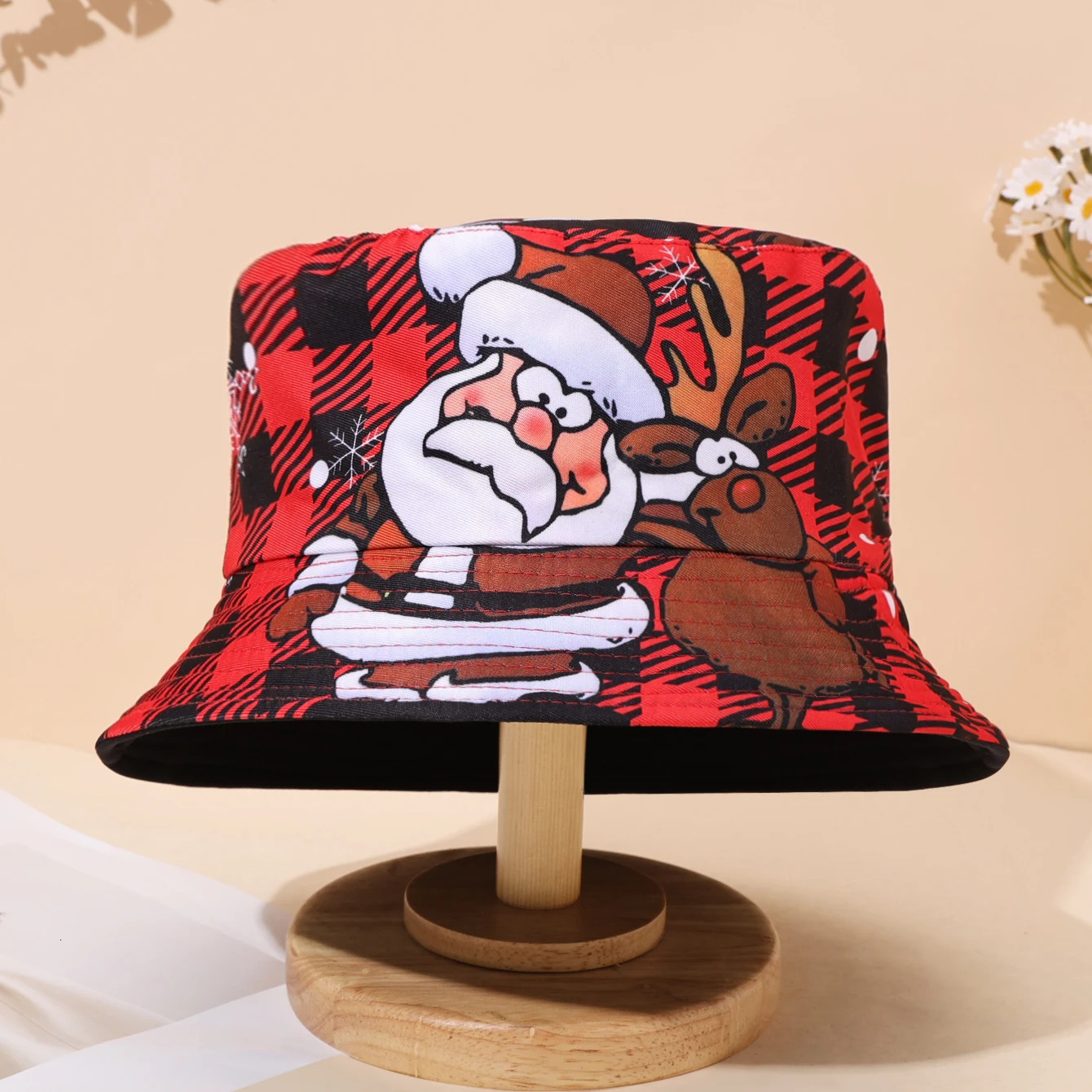 Santa Claus Pattern Fisherman Hat Christmas Printed Basin Hat Sun HatSuitable for Holiday Gifts 251024