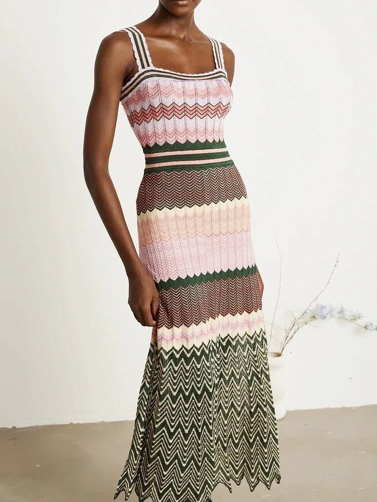 Knitted Dubai Arab Long Maxi Women Elegant Sleeveless Vintage Dresses Vacation Wear Trendy Boho Dress 251022 C260312