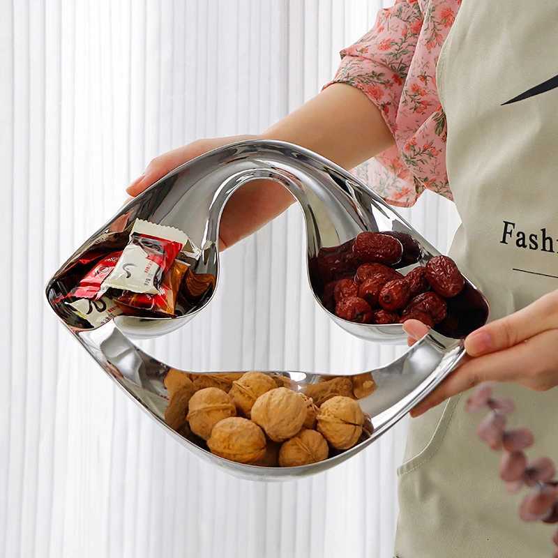 Stainless Steel Snack Dessert Serveware Dish Nordic Fruit Candy Tray Plate He Table Decoration Dim Sum Dried Serving Bowl Y251025