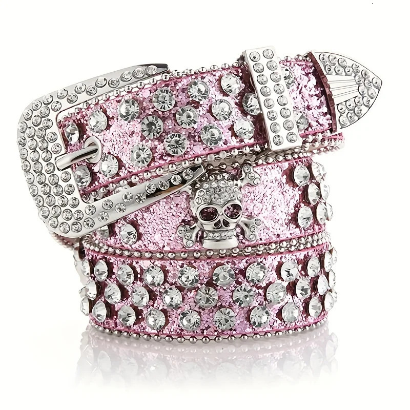 Glamorous RhinestoneRiveted PU Belt The Perfect WesternStyle Accessory for Y2K Jeans 251024