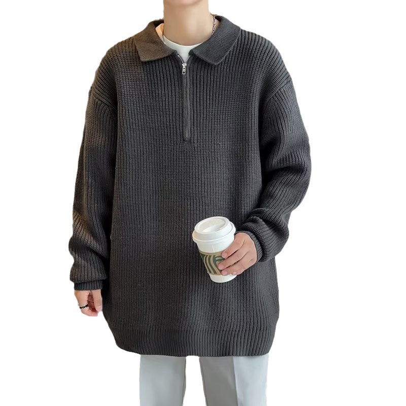 Half-zip Sweater Designer Sweater For Men Spring And Autumn Style Lazy Style Turn-down Collar Knitwear Casual Loose Simple Design