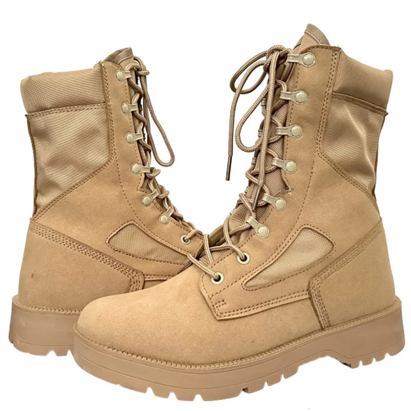 Leather Man Tactical Combat Boots Men Outdoor Hiking Desert Boots Breathable Male Ankle Boots 251023
