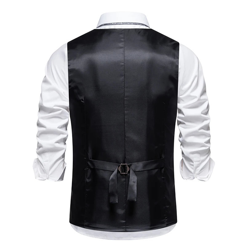 Arrival Mens Retro Tweed Vest Fashion Striped Dress Suit Vest Male Casual Vintage Gentleman Waistcoat Chain Accessories 251024