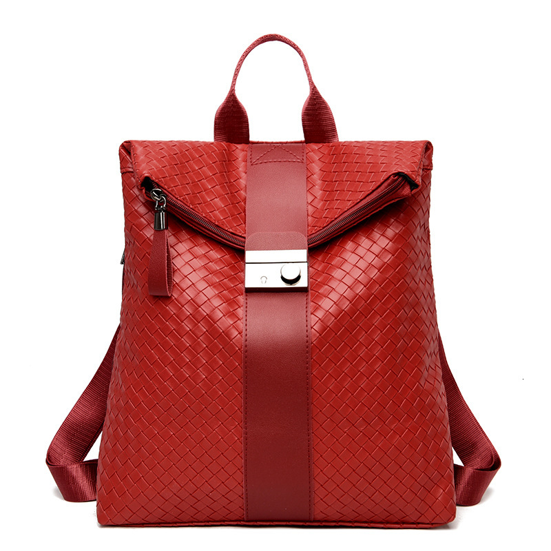 New woven double backpack designer style women's casual bag Korean fashion student tutorial anti-theft bag large capacity bag