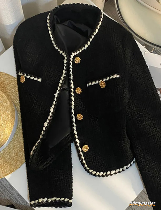 Elegant Tweed Cropped Jacket - Women's Vintage Quilted Coat For Commute & Winter Outwear Ddmymaster
