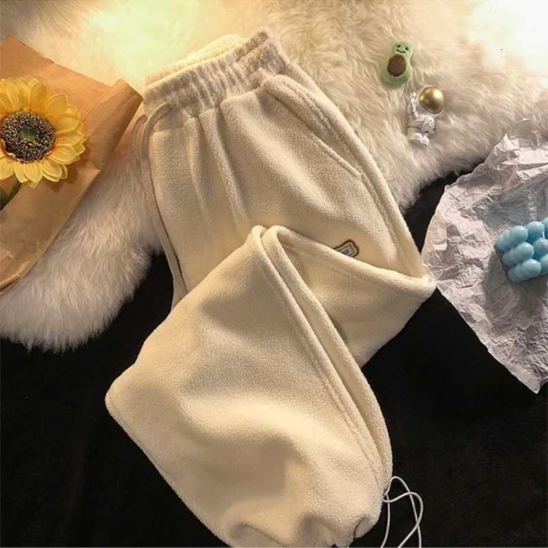 Womens Drawstring Harem Pants with Fleece Lining Fashionable Trousers in WinterT251025