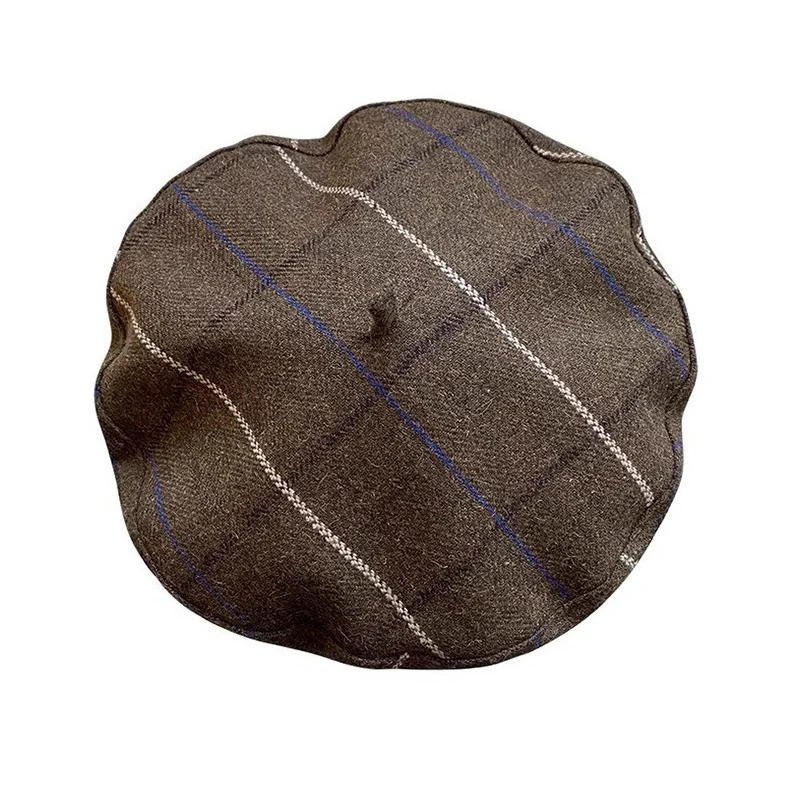 Berets for Women in Autumn Winter British Inspired Checkered UFO shaped Face Slimming Retro Elegant Painter Hats 251023