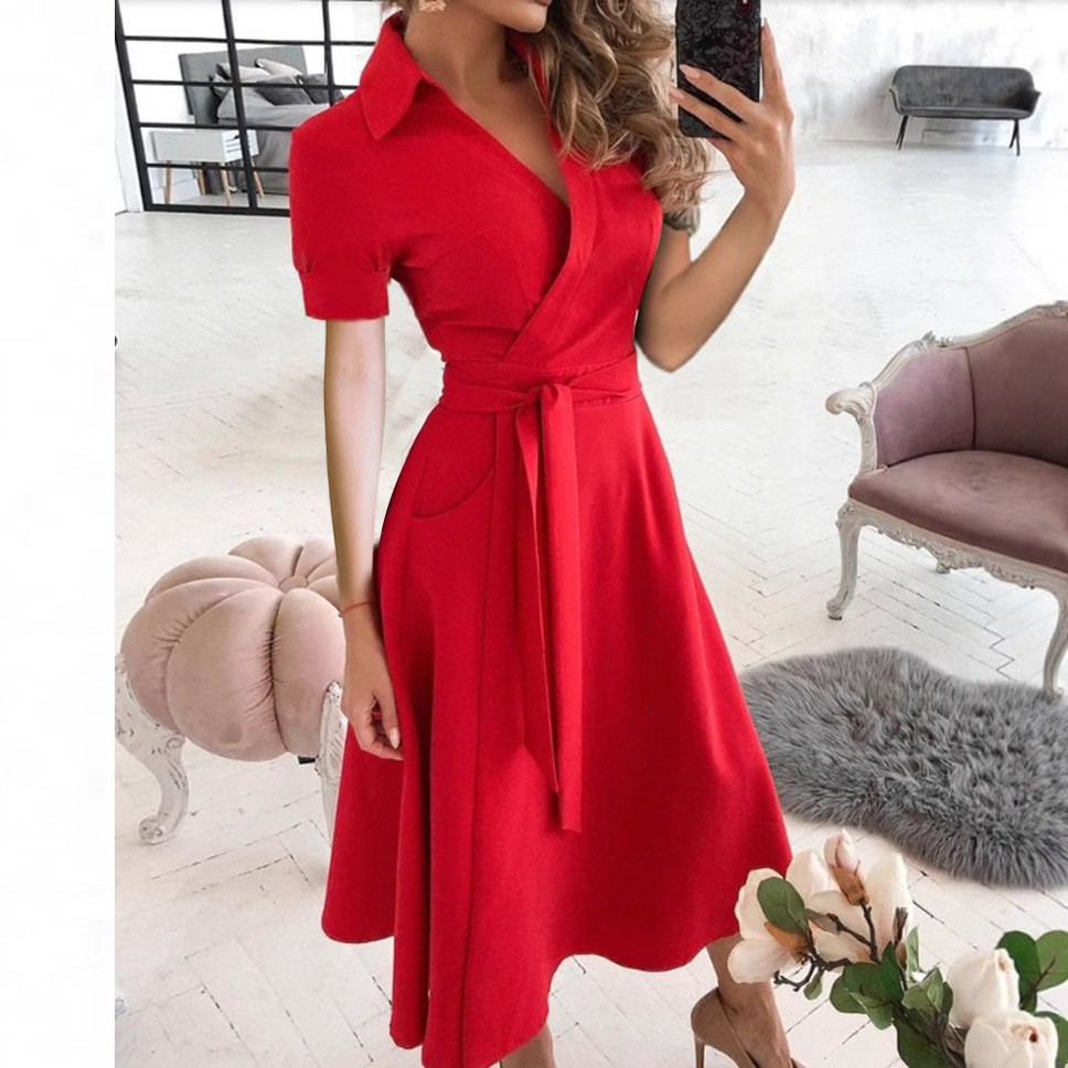 Spring and summer new fashion designer V-neck printed slim fit short sleeved dress for women in European and American style