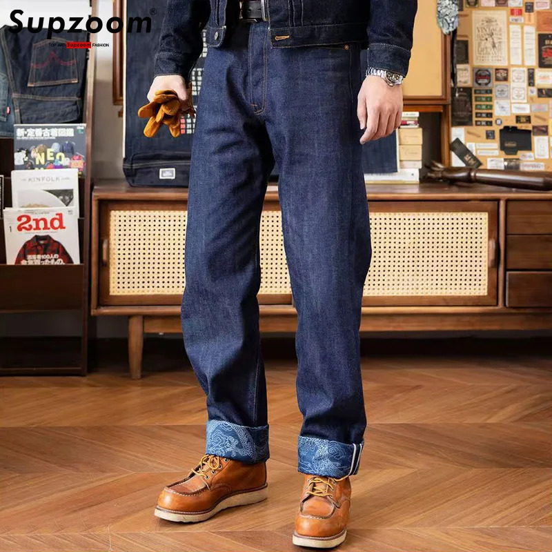 Supzoom Arrival Top Fashion Autumn Zipper Fly Stoashed Casual Retro Cargo Denim Pockets Cotton Jeans Men 251017