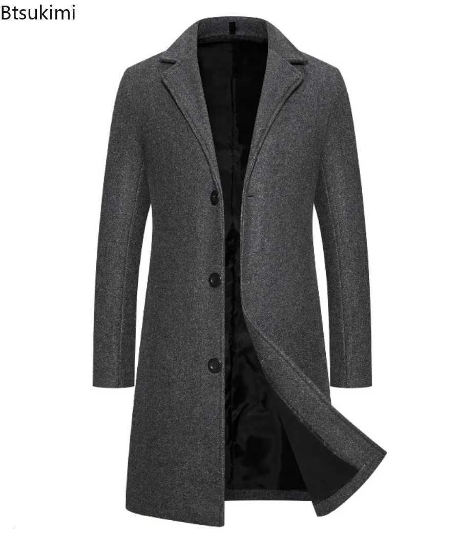 2025 Autumn Winter Mens Woolen Coats Fashion Singlebreasted Business Casual Slim Windbreak Jackets New Men Clothing OvercoatsT251025