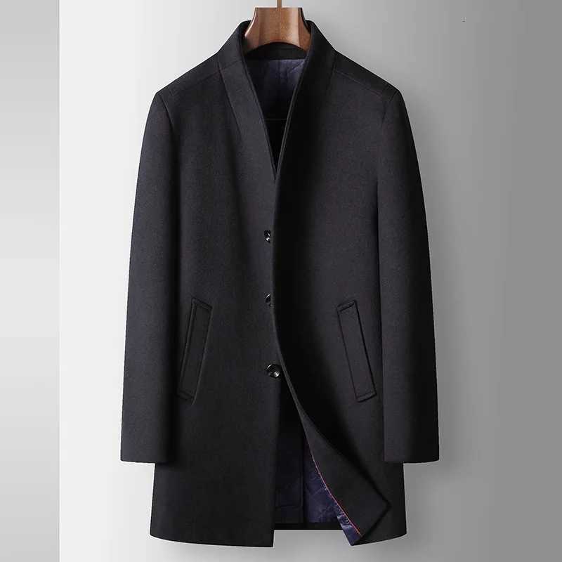 New Winter Men Stand Collar Business Trench Coats Casual Long Jackets Male Cashmere Overcoats Man Woolen Blends Coats Size 6XLT251025