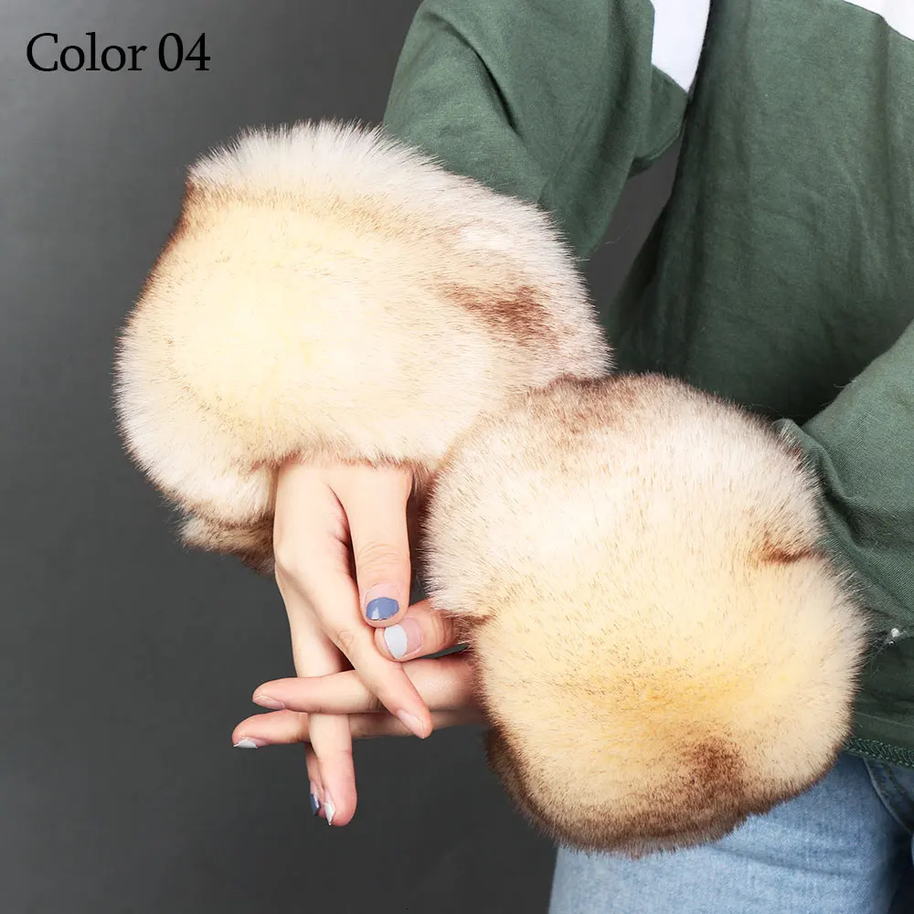 1 Pair of Plush Cuff Faux Fox Fur Cuff Multicolor Windproof Oversleeve Wrist Winter Soft Warmer Wristband Apparel Accessories 251023