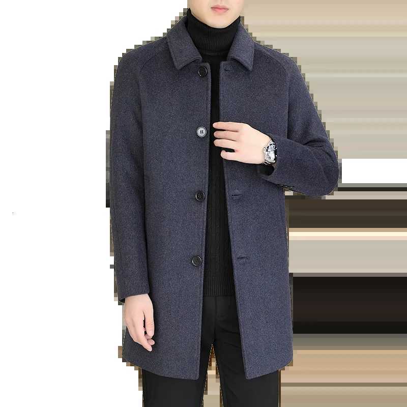 High Quality Fashion Single Sided Coat for AutumnWinter 2025 New 50 Wool Mens Single Breasted Medium Long Wool Coat M4XLT251025