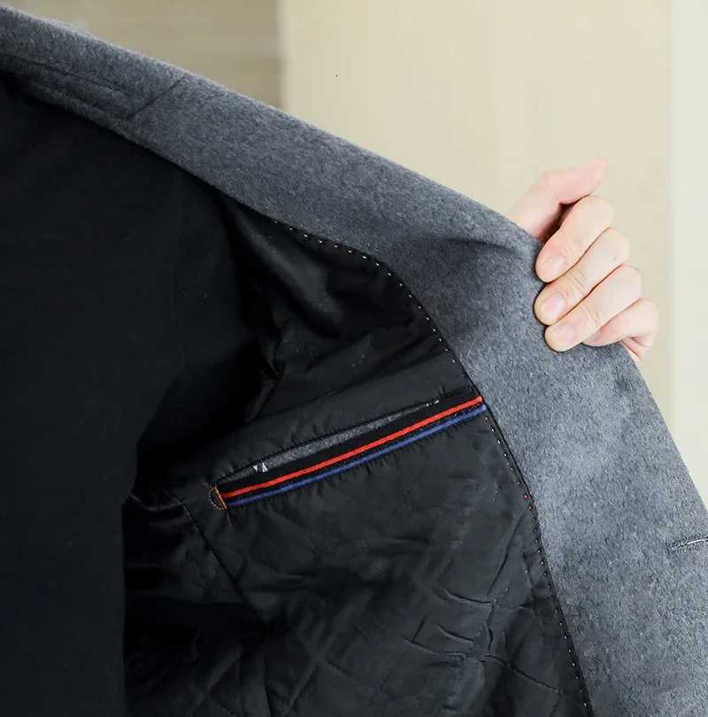 Highquality Fashion Handsome Mens Cashmere Coat2025new Young and Middleaged Business Leisure Autumn and Winter Thick Coat TopT251025
