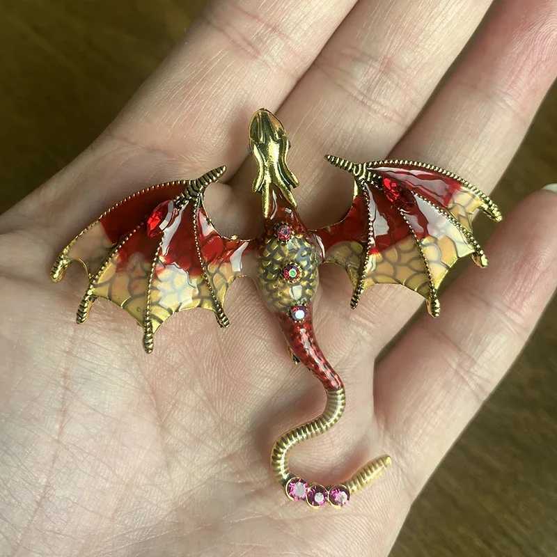 Enamel Fly Dragon Brooch for Women Men Rhinestone Beautiful Legand Animal Party Office Classic Broochs Pins Gifts Accessories J251115