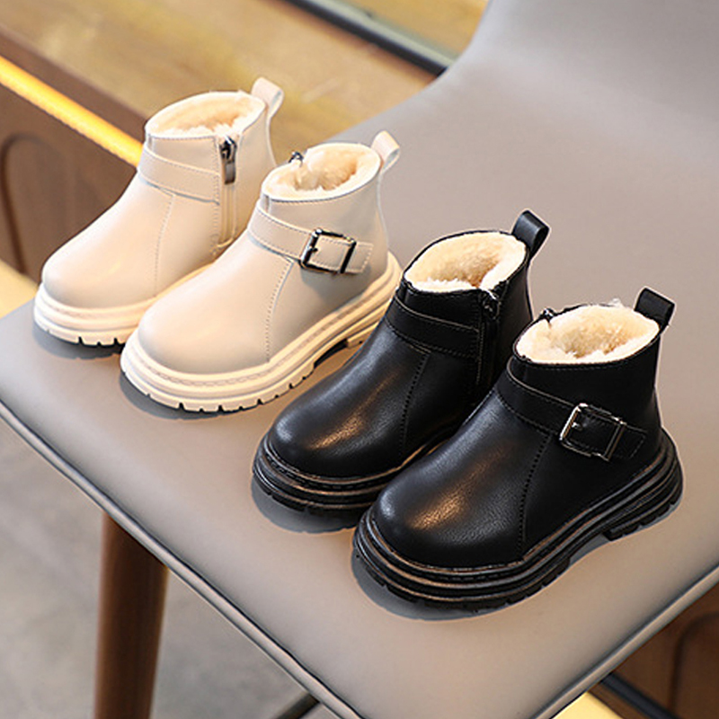 Kids Short Boots Girls Pu Leather Children Boots Walkfashion Fashion Toddler Boots Girl Winter Shoes Size 21 - 30 W1163