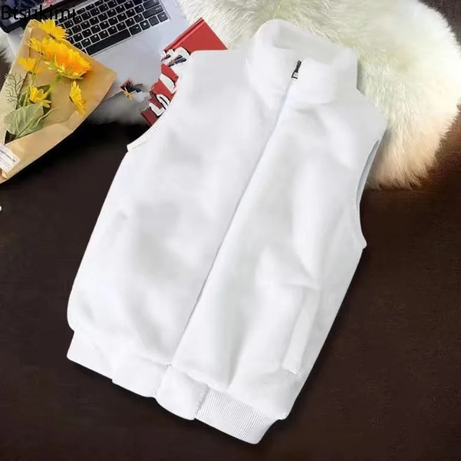 Mens Fake Fur Thicken Warm Vest Trend Solid Stand Collar Sleeveless Couple Jacket Autumn Winter Plush Zipper Waistcoat Male 251020