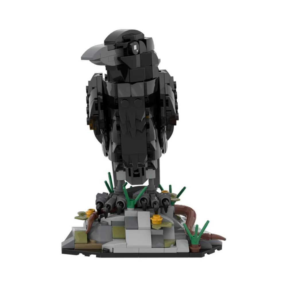 MOC Raven Model Building Blocks Sets Clever Raven Black Bird 3D Home Ornament Brick STEM Toy Adult Halloween Gift C251023
