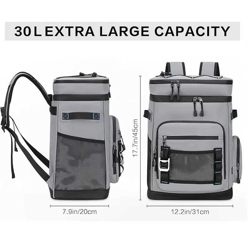 30L Insulated Backpack Multipupose Lunch Rucksack Outdoor Travel Camping Fishing Beach Picnic Thermal Bag Large Hiking Bags W251025