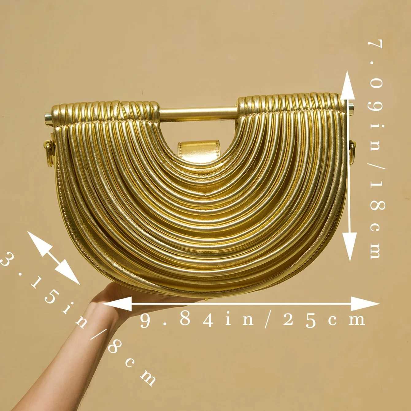 Handbags for Women 2025 New Gold Luxury Designer Brand Handwoven Noodle Bags Half Round Pulled Hobo Silver Evening Clutch Chic Z251024